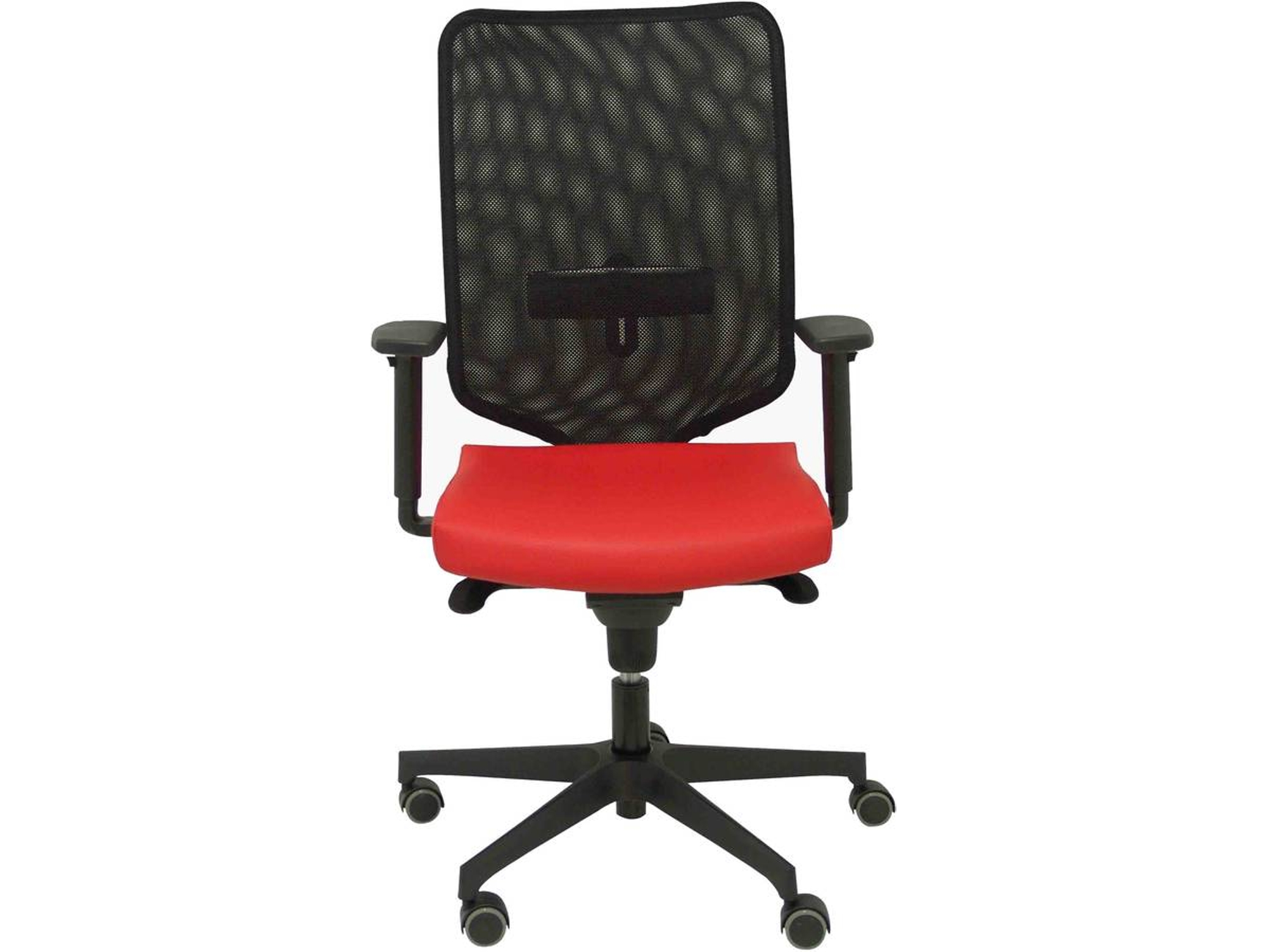 Silla de Escritorio Operativa PIQUERAS Y CRESPO Ossa Rojo y Negro con ruedas de parqué (Similpiel)
