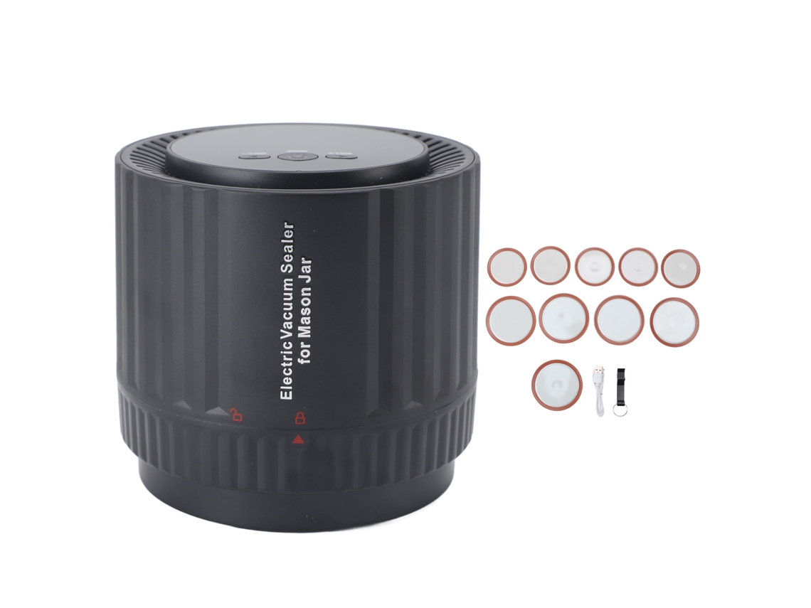Selladora Al Vacío Eléctrica Recargable Para Frascos Con Tapas De Boca Regular Y Ancha Para Almacenamiento De Alimentos.