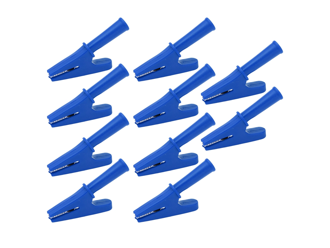 10 Pinzas De Prueba Eléctricas De 20 A Con Apertura De 10 Mm, Aisladas Y Seguras Para Equipos Electrónicos Y Máquinas De Soldar (color Azul)