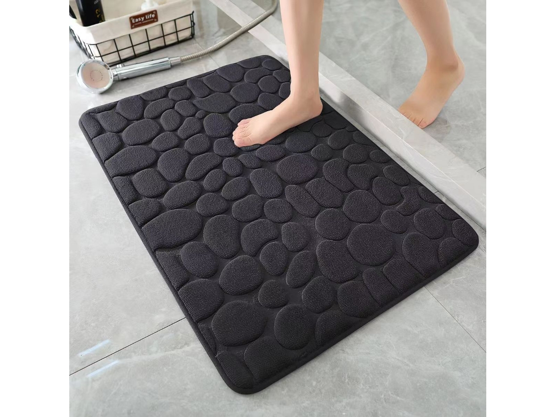 (negro) Alfombra De Baño/felpudo Absorbente De Agua 3d Antideslizante, Diseño De Canal En Relieve, Secado Rápido