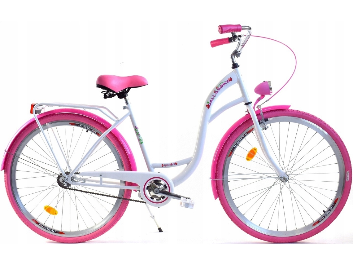 Bicicleta robusta de 26 pulgadas para mujer, blanca y rosa, de Dallas Bike B.active