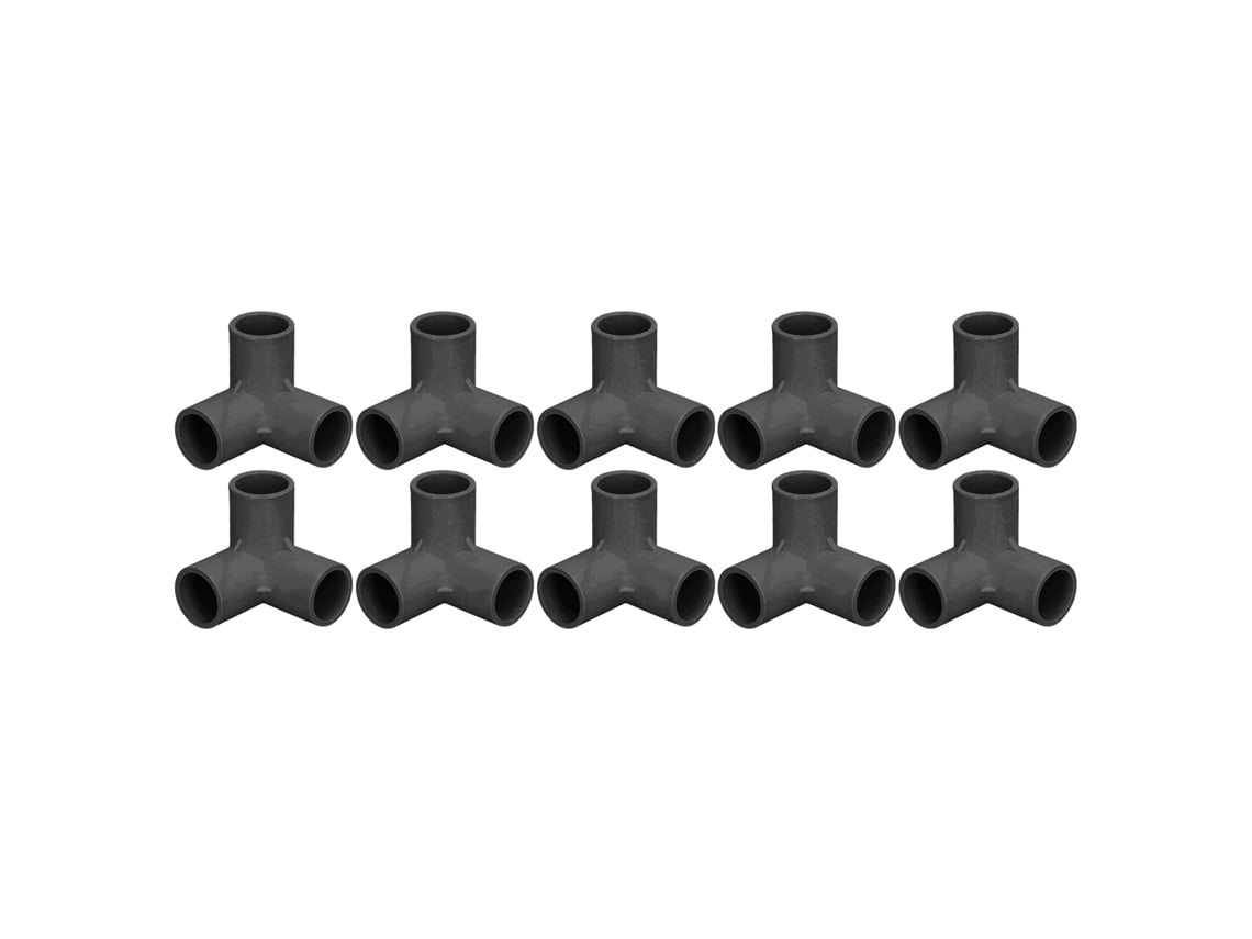 10pcs Acessórios De Tubulação T De Pvc De 3 Vias Com Diâmetro Interno 25mm Preto