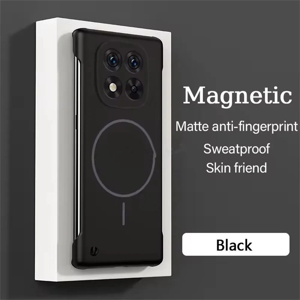 (negro, Redmi Note 14 Pro 5g (global)) Funda Para Teléfono Magnética Sin Marco Con Bobina Fina, Funda Protectora Ultradelgada Y Respetuosa Con La Piel.