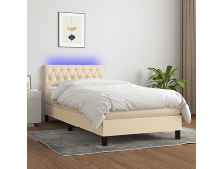 Cama con somier VIDAXL (Beige - Tela - 193 x 90 x 88 cm)