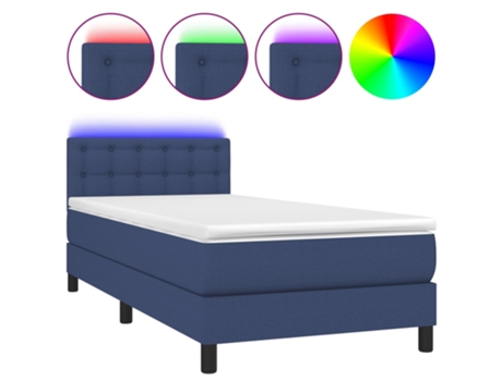 MAISON EXCLUSIVE Cama con somier con colchón y LED 90x200 cm Tela azul