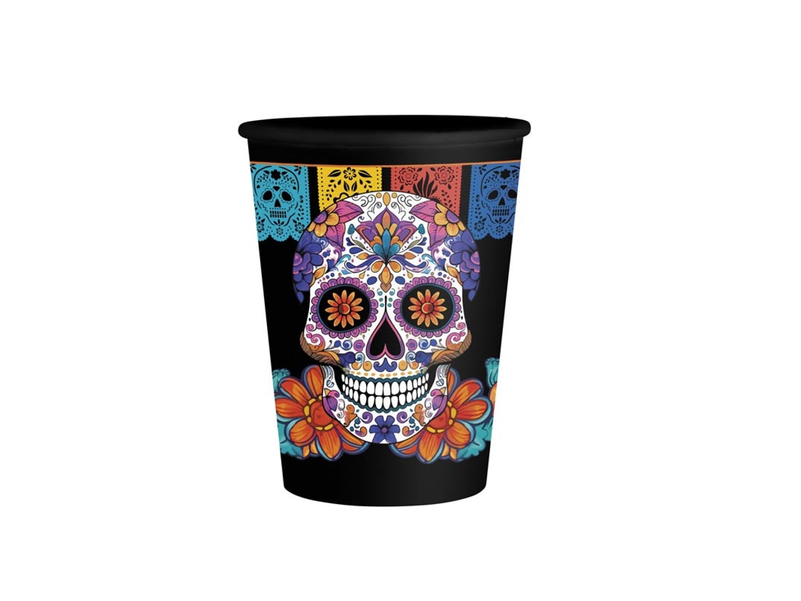 Pack de 12 Vasos Día de los Muertos de 9Oz/250 ml