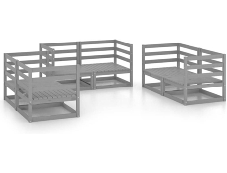 Conjunto 6 de muebles de jardín VIDAXL gris madera maciza de pino