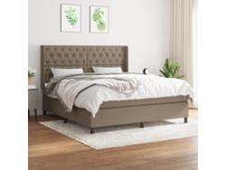 Cama Box Spring Con Colchón Tela Gris Taupe 160x200 Cm