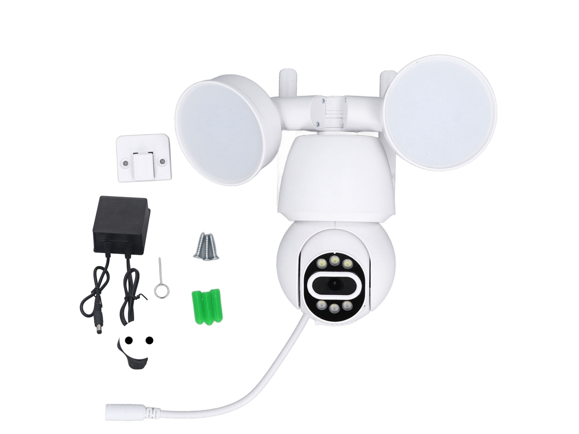 Cámara De Seguridad Inalámbrica Hd Con Visión Nocturna, Luz Y Control Remoto Para Uso En Exteriores. Enchufe Europeo De 110-240 V.