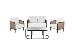 Sofá de 2 Plazas Con Sillones BELIANI Montefalco de Aluminio Blanco 137X74X87