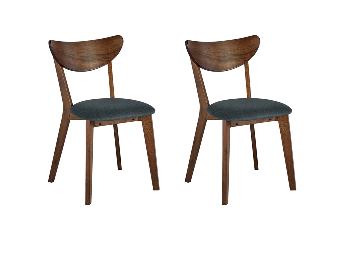 Conjunto de cadeiras de sala de jantar BELIANI Erie de Madeira de seringueira Castanho escuro 46x46x80