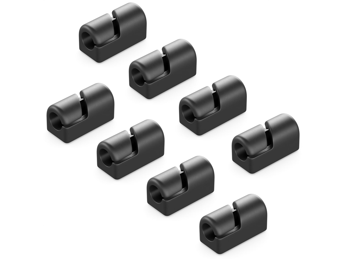 8 Clips Cables Silicona Negro Autoadhesivos, Organizador