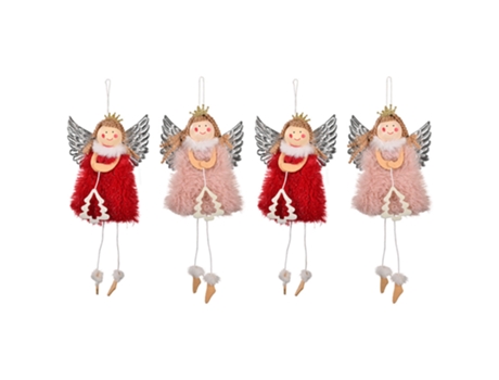 Decoración navideña Ángel Muñeca Colgante Árbol Adornos colgantes Artesanía navideña Elfos Decoraciones, rojo rosa