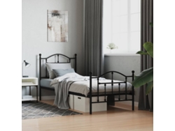 Estructura Cama Sin Colchón Con Estribo Metal Negro 90x200 Cm