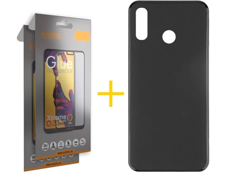 Kit Funda + 2 Protectores de Pantalla Huawei P Smart 2019 ACCETEL Liso Negro