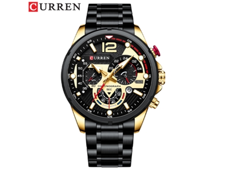 Relojes para Hombre,Reloj de Cuarzo de Acero Inoxidable Completo para Hombre Reloj de Negocios Informal de Moda-Concha Dorada Negra LUUCOZK
