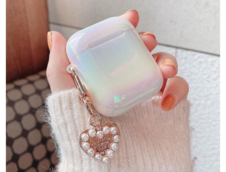 3D Love Pearl Shell Llavero Gota de agua Arco iris Estuche rígido para Airpods 1 2-1202 SLOWMOOSE [Para Airpods Pro Case-2198]