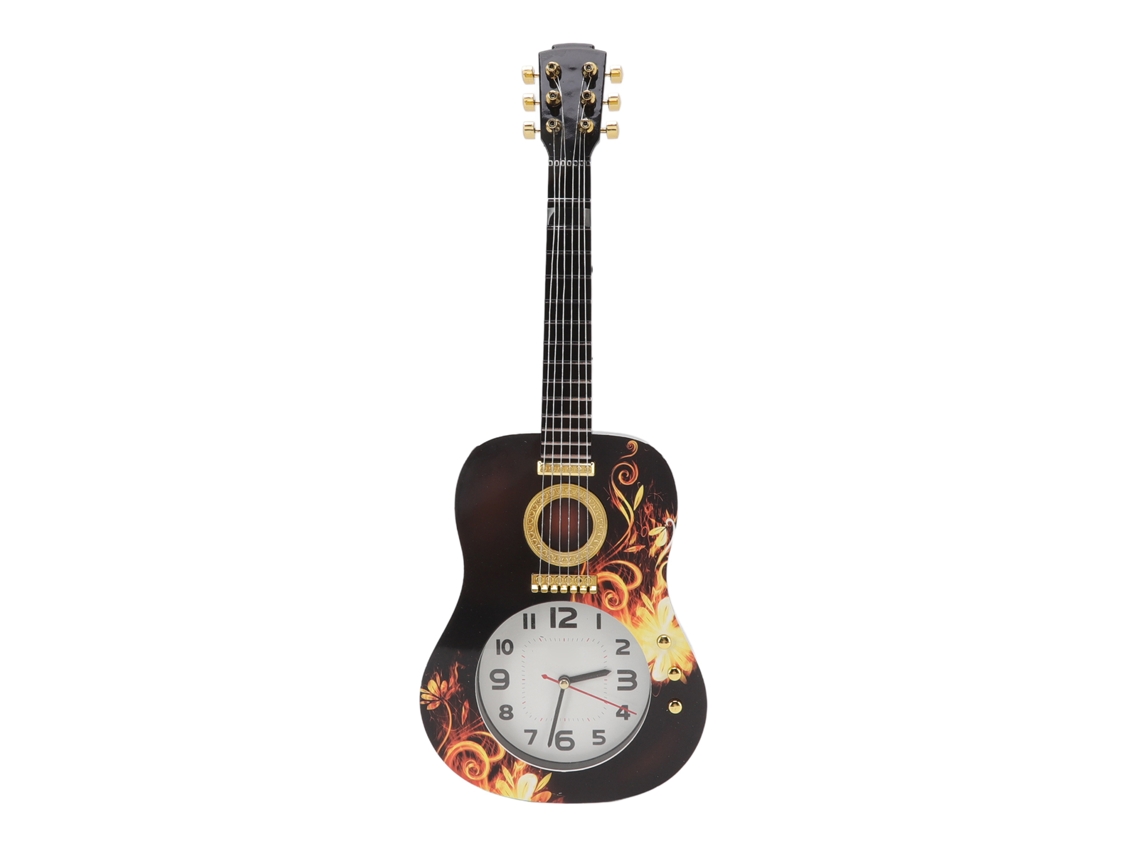 2026-reloj De Pared Silencioso Forma De Ukulele Con Alarma Decorativo Para Dormitorio Oficina 46x17.5x4.5cm
