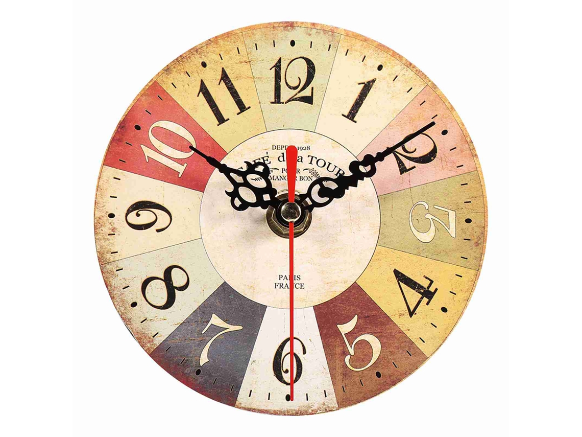 Reloj de pared redondo Baok de MDF, estilo europeo, antiguo, decoración artística y creativa para el hogar y la oficina (2 unidades)