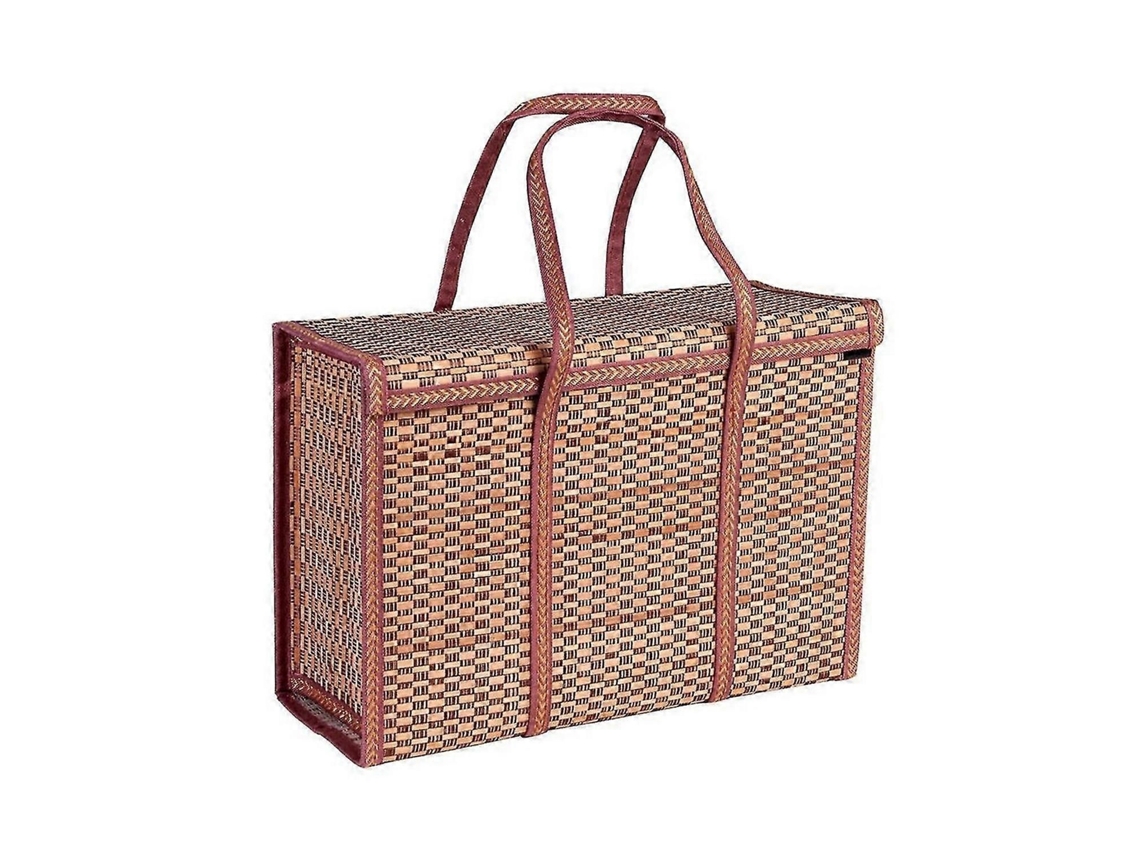 Cesta de picnic tejida con asa, plegable, para frutas, comestibles y alimentos. GOKOCO