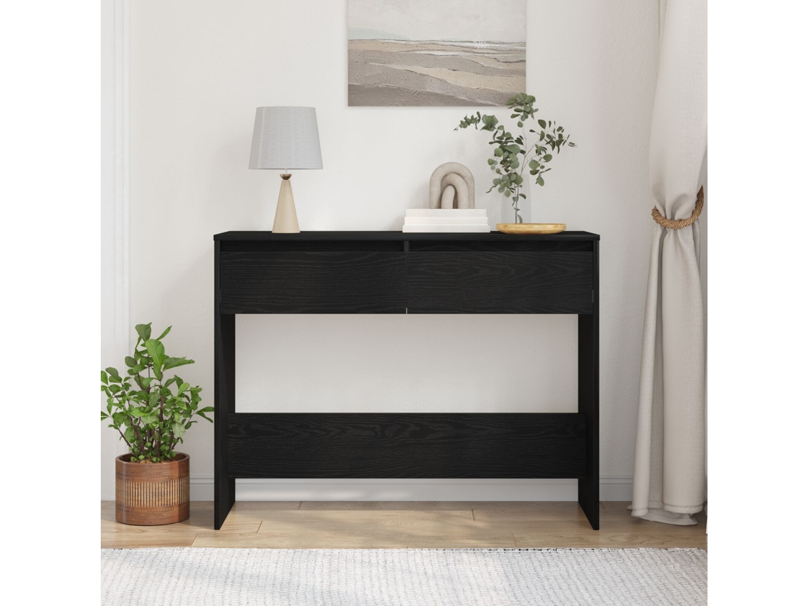 Mesa consola  Mesa auxiliar de roble negro (100 x 35 x 76,5 cm, madera de ingeniería, WSD248671) Lovely Home