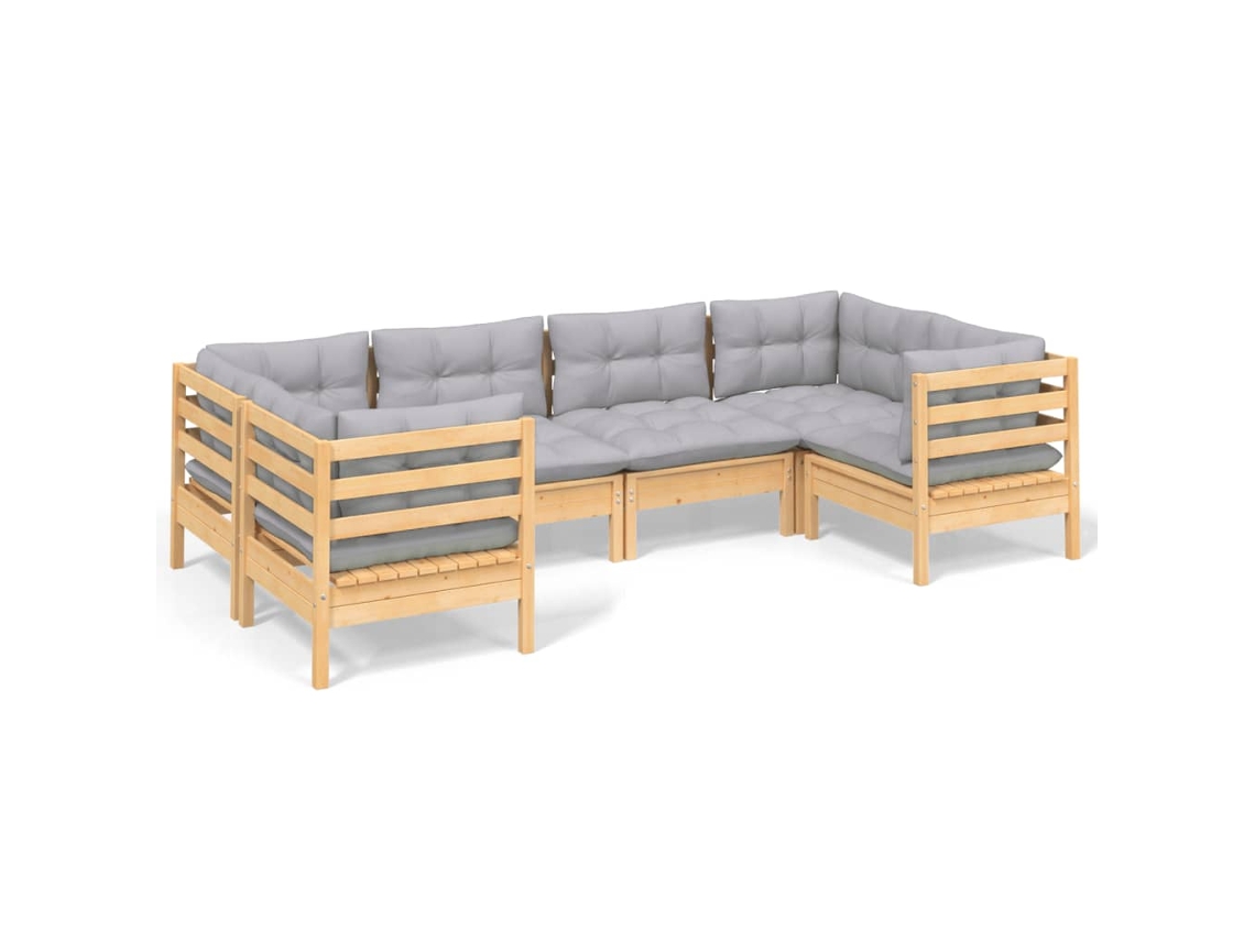 Maison Exclusive - Juego De Muebles De Jardín 6 Pzas Y Cojines Madera De Pino