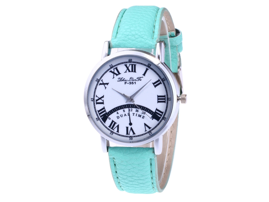 Reloj De Cuero Moda Hombre Mujer Dial Redondo Analógico De Cuarzo Mint