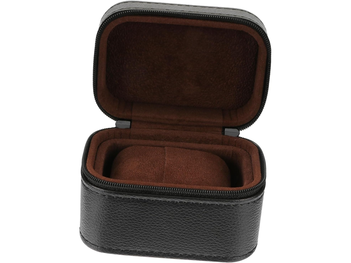 Caja De Cuero Para Reloj De 1 Pieza Con Estuche De Almacenamiento Portátil Y A Prueba De Golpes Para Relojes Pequeños, Color Negro.