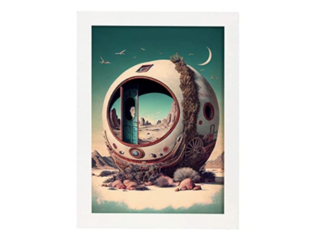 NACNIC Poster Cápsula Acogedora En Estilo Surrealismo Cinematográfico Ilustraciones Y Grabados De Historieta Abstracta Y Artística A4 Marcos Blanco...
