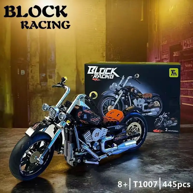 Conjunto De Blocos De Montar De Motocicleta Retrô Clássica, Brinquedo Educativo Stem
