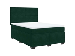 Maison Exclusive - Cama Box Spring Con Colchón Terciopelo Verde Oscuro 160x200 Cm