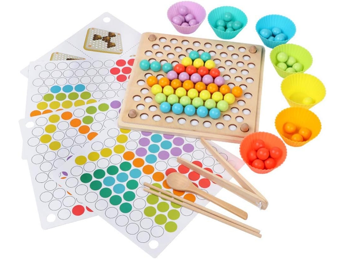 Brinquedos para Bebês Contas Coloridas Clipe de Madeira Bola Jogo Treinamento Alimentação Do Bebê Coordenação Olho-Mão Aprendizagem Prec