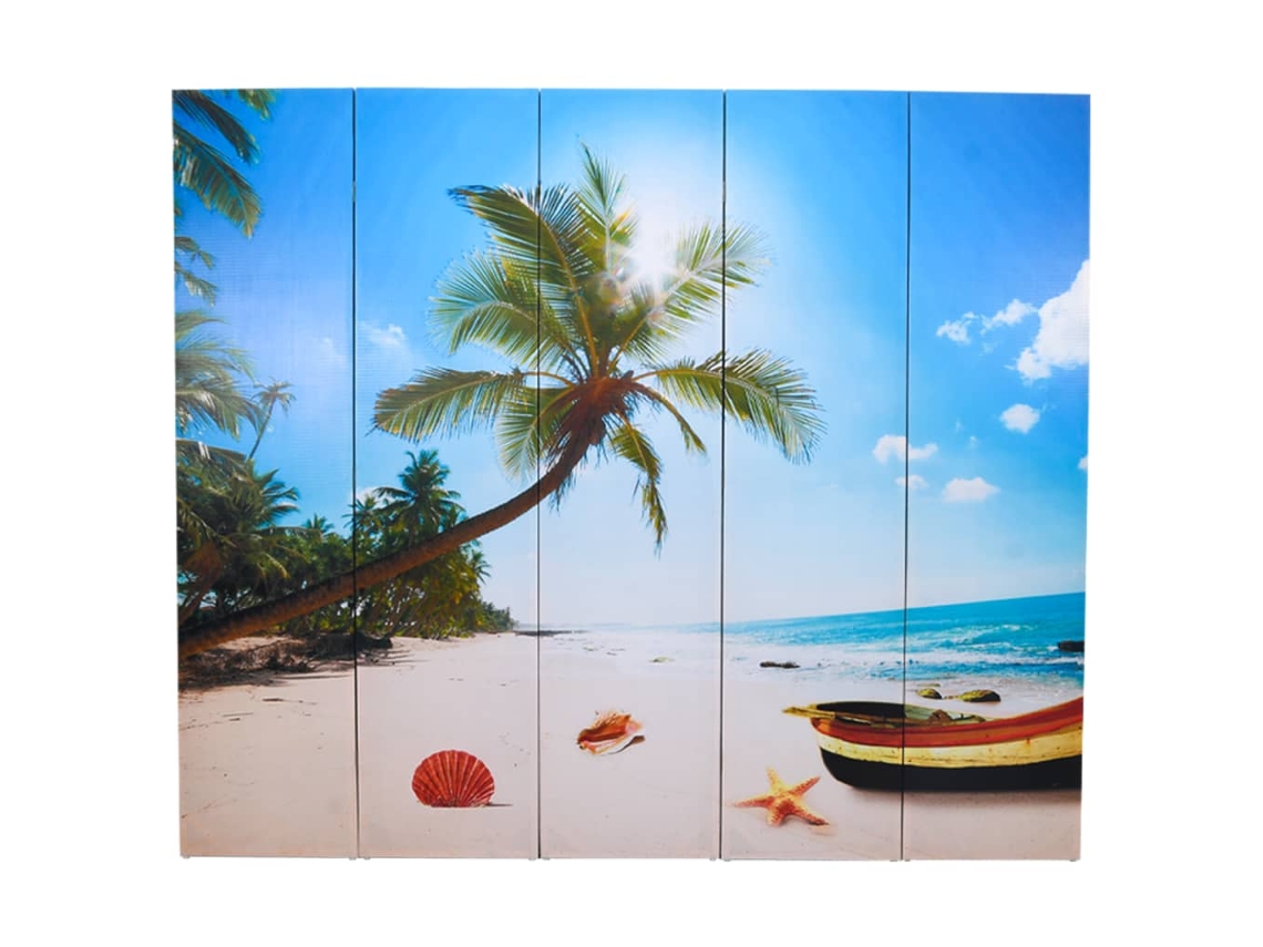 Mampara plegable con estampado de playa (200 x 170 cm, WSD712854, Adorable Home)