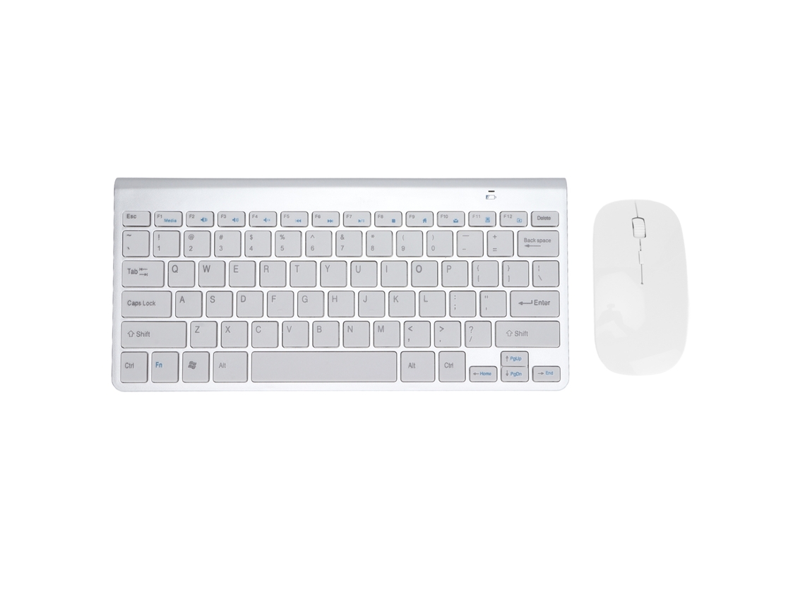 Combo Teclado E Mouse Sem Fio 2.4g Usb Ultra Fino Portátil Ergonômico Resistente A Desgaste Prata Para Notebook
