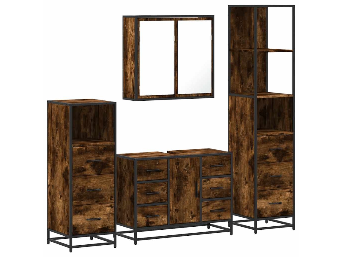 Maison Exclusive - Set De Muebles Baño 4 Pzas Madera Contrachapada Roble Ahumado