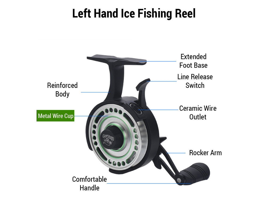 Reel De Pesca De Hielo Raft Con Cable Metalico Carrete Frontal Para Pesca En Hielo Y Rafting