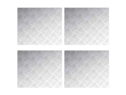 Taburete rectangular, 4 piezas, plateado, 60 x 50 cm, aluminio, EXCLUSIVO DE LA CASA