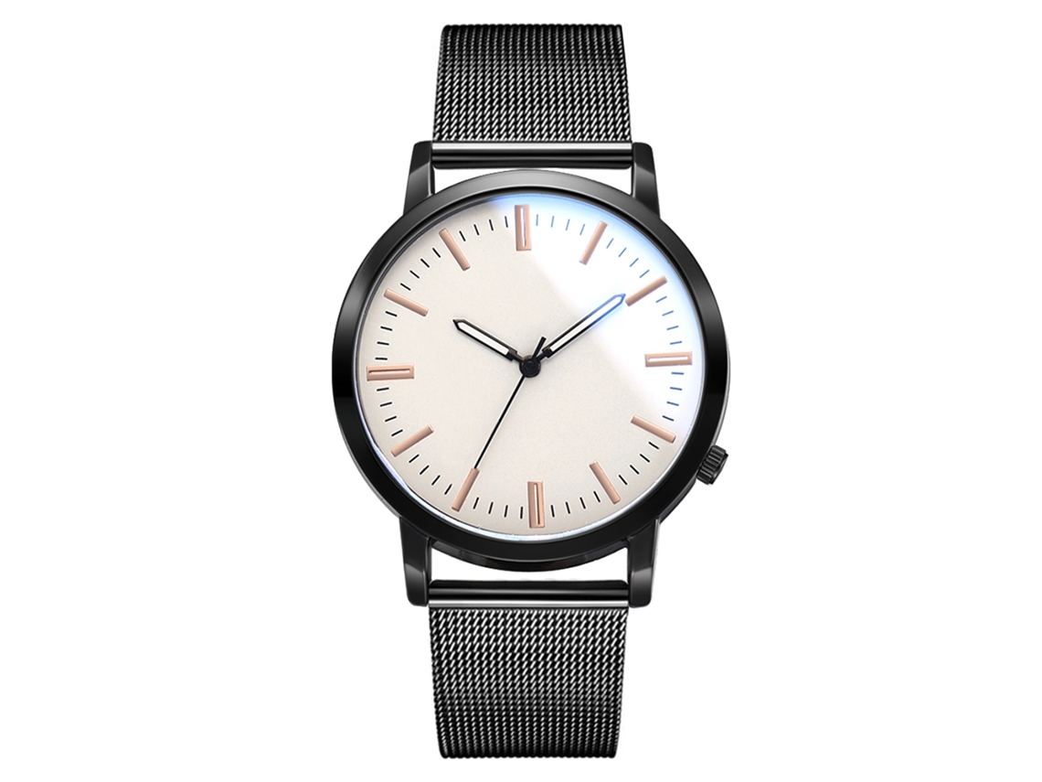 Reloj De Pulsera Para Hombre De Moda Casual Con Cuarzo Y Dial De Aleación Negro Blanco