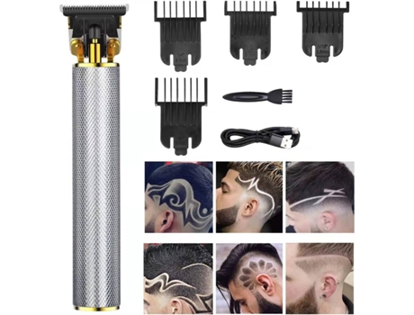 Cortapelos para hombres cortadora de pelo recargable inalámbrica kit de aseo de metal afeitadora de barba barbería profesional (plata)