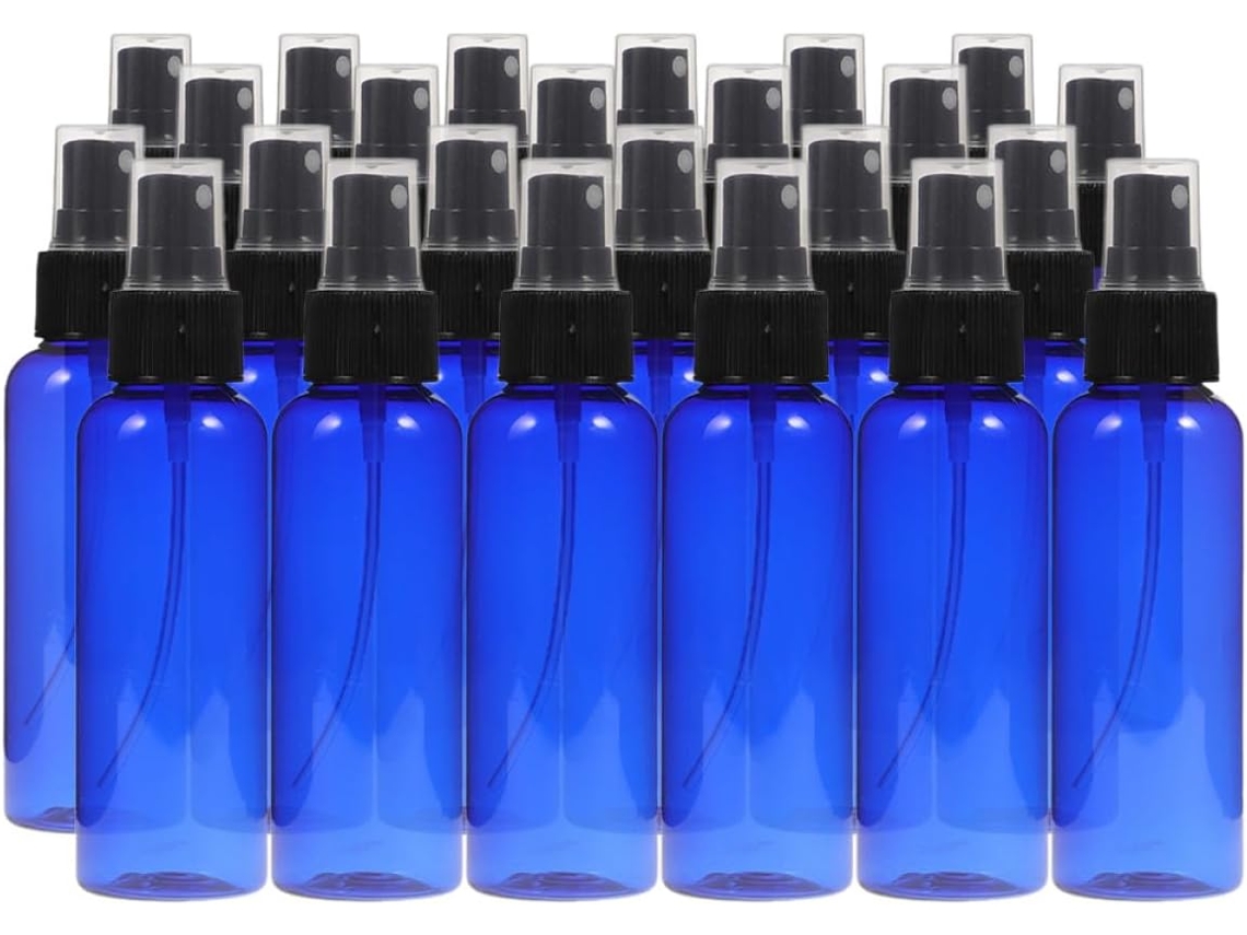Pacote Com 24 Frascos Spray De Viagem De 100ml Em Pet Azul, Recarregáveis E À Prova De Vazamentos.