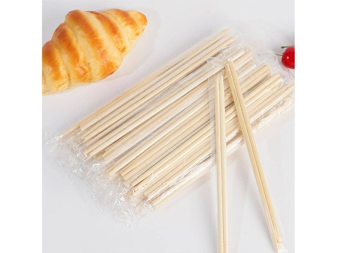 50 Palillos De Bambú Desechables Envueltos Individualmente, Adecuados Para Fiestas Y Comida Rápida.