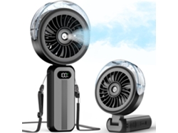 Ventilador de mano (negro) con cuatro velocidades - Recargable (4000 mAh) - Portátil - Plegable