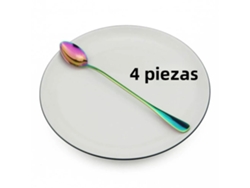 Juego de 4 cucharas largas de acero inoxidable de colores con mango, 15 cm de largo. MDUG