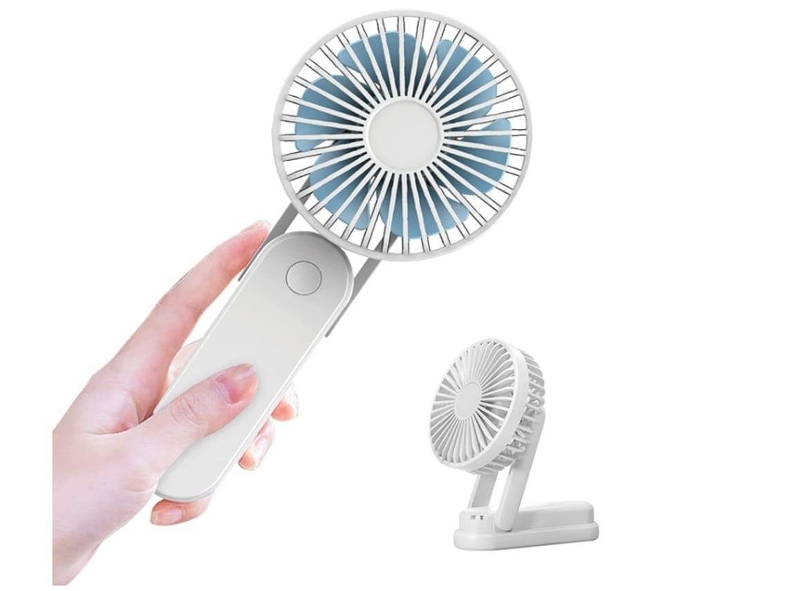 Ventilador de mano Ventilador portátil Pequeño Mini Ventilador Recargable a batería 3 velocidades con Banco de energía Blanco USHION