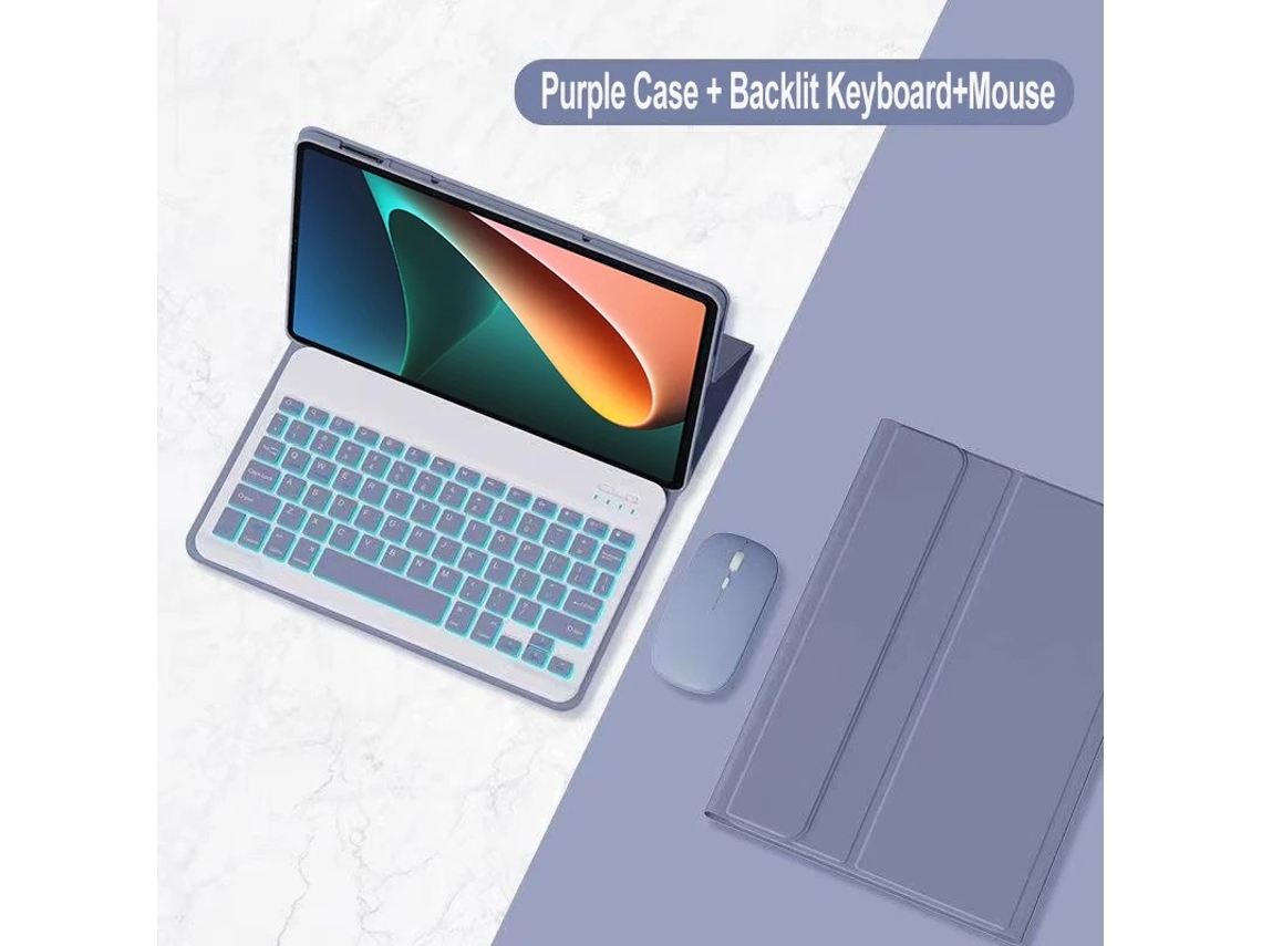 Funda con teclado para Xiaomi Redmi Pad 2 Pro de 12,1 pulgadas (2025) con retroiluminación RGB y ratón, color morado Gertiz