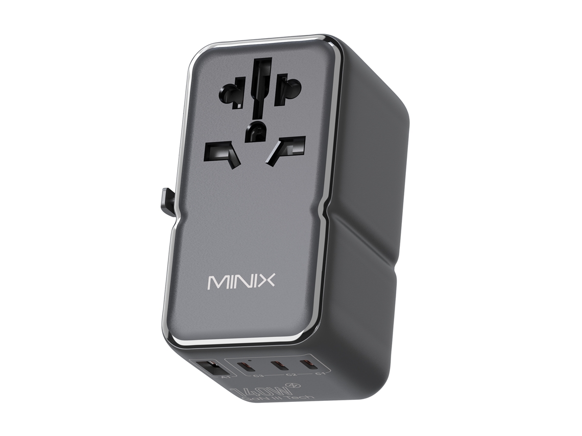 Adaptador De Viaje 140w Pd Carga Rápida Tomacorriente Universal Global Usb-a Usb-c Us Eu Au Uk