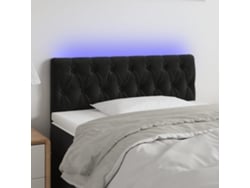 Cabecero Con Led De Terciopelo Negro 90x7x78/88 Cm