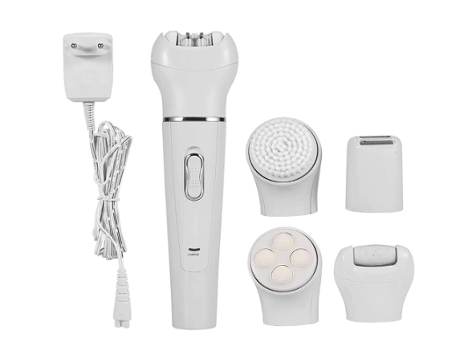 Afeitadora eléctrica 5 en 1 Depiladora de cabello de deslizamiento suave para mujeres Bikini Piernas Brazos Blanco AUJEZON