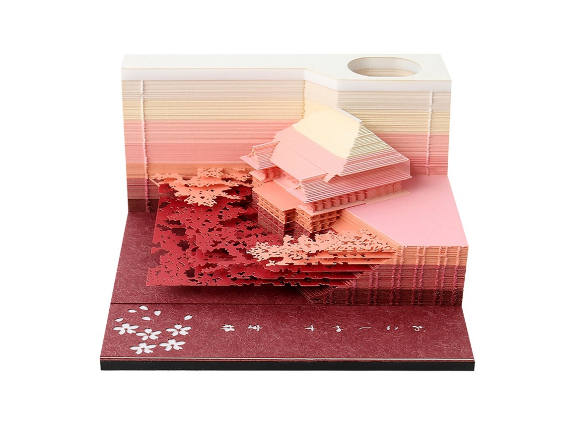 Bloc de notas 3D Eifson, pegatina del templo Kiyomizudera (rojo)