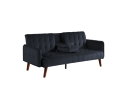 Sofá convertible Inverness de 3 plazas con estante central plegable, diseño en U, color negro